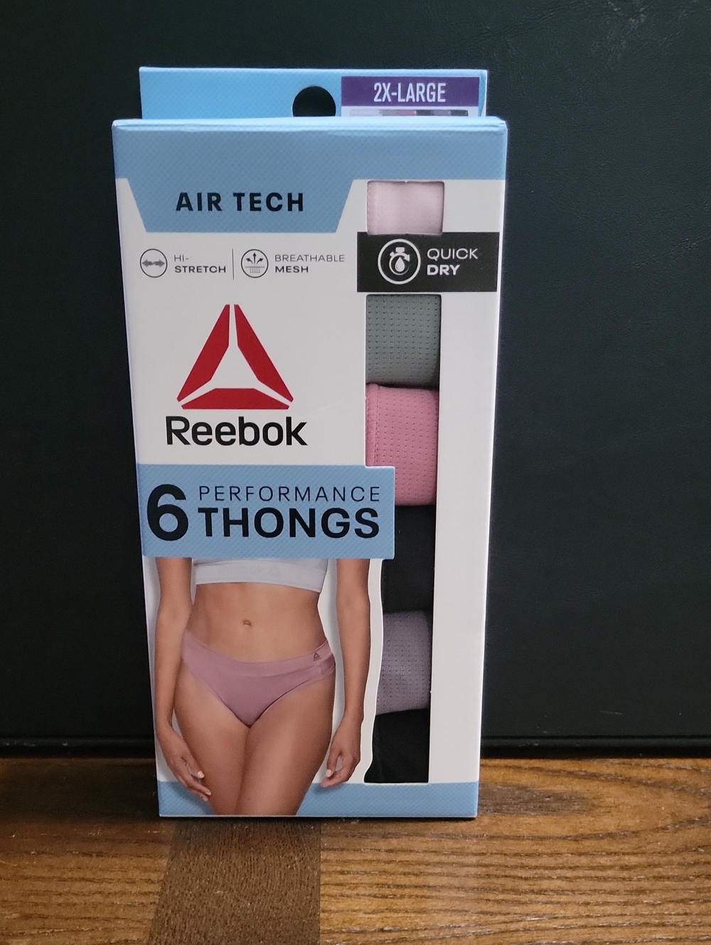 Reebok Air Tech 6-Pack Performance Thongs - Light Blue/White/Black. T20